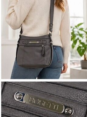 Rosetti Gray Crossbody Bag Multi Pocket Travel Everyday Lightweight Organizer